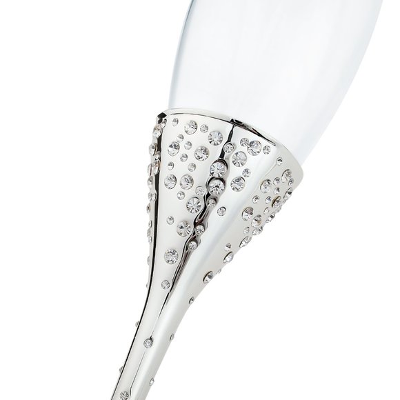 Crystal Collection Toasting Flutes & Cake Serving Set in Silver - Picture 3 of 5